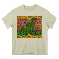 Mossy sunflowers turquoise serape cactus tumbler Heavy Core Tee - Artiststas