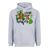 Heather Grey St. Patrick's Day One lucky Heifer Heavyweight Hoodie - OliviaCreatesArt