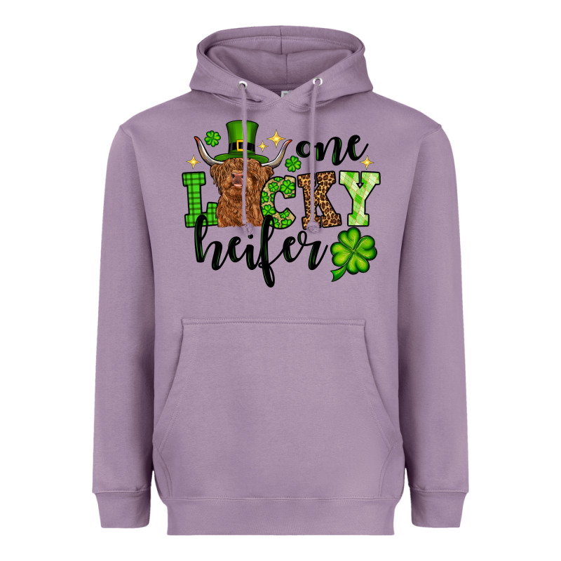 St. Patrick's Day One Lucky Heifer Heavyweight Hoodie by OliviaCreatesArt | Teevron