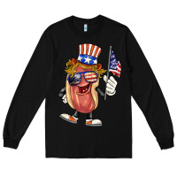 Black 4th of july hot dog Long Sleeve Tee - BarkalooDesign
