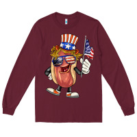 Burgundy 4th of july hot dog Long Sleeve Tee - BarkalooDesign