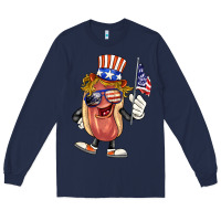 Navy 4th of july hot dog Long Sleeve Tee - BarkalooDesign