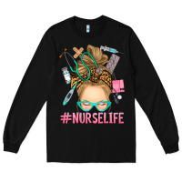 Black blonde messy bun nurse life Long Sleeve Tee - RanaPortraitStore