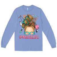 Colony Blue blonde messy bun nurse life Long Sleeve Tee - RanaPortraitStore