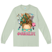 Matcha blonde messy bun nurse life Long Sleeve Tee - RanaPortraitStore