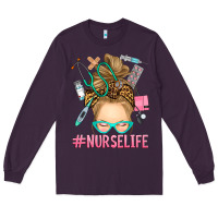 Plum blonde messy bun nurse life Long Sleeve Tee - RanaPortraitStore