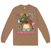 Toasted Coconut blonde messy bun nurse life Long Sleeve Tee - RanaPortraitStore