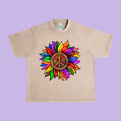 Pride Lgbtq+ Sunflower With Peace Urban Heavy Tee Designed By Bundleandbundleshop