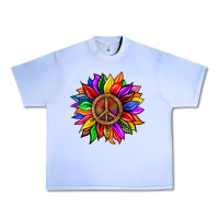 Grape Ice Pride LGBTQ+ Sunflower With Peace Urban Heavy Tee - BundleAndBundleShop