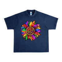 Navy Pride LGBTQ+ Sunflower With Peace Urban Heavy Tee - BundleAndBundleShop