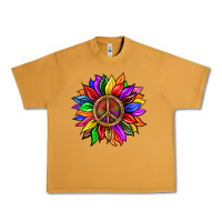 Peanut Butter Pride LGBTQ+ Sunflower With Peace Urban Heavy Tee - BundleAndBundleShop