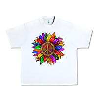 White Pride LGBTQ+ Sunflower With Peace Urban Heavy Tee - BundleAndBundleShop