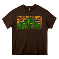 Chocolate Brown sunflowers and cactus license plate Heavy Core Tee - Artiststas
