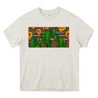 Cream sunflowers and cactus license plate Heavy Core Tee - Artiststas