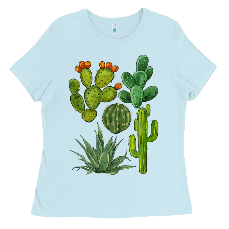 Watercolor Cactus Bundle Preview Ladies Tee by BarkalooDesign | Teevron