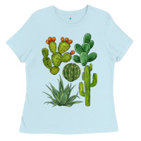 Baby Blue watercolor cactus bundle preview Ladies Tee - BarkalooDesign
