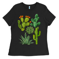 Black watercolor cactus bundle preview Ladies Tee - BarkalooDesign