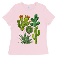 Bubblegum Pink watercolor cactus bundle preview Ladies Tee - BarkalooDesign