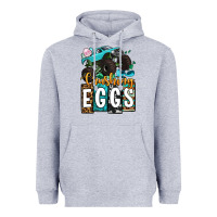 Heather Grey Easter Day Monster truck crushing eggs Heavyweight Hoodie - OliviaCreatesArt