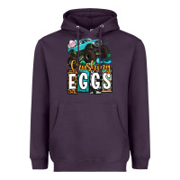 Plum Easter Day Monster truck crushing eggs Heavyweight Hoodie - OliviaCreatesArt