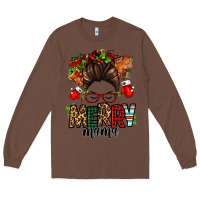 Chestnut Christmas merry mama messy bun Long Sleeve Tee - Jasminsmagicworld