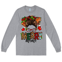 Heather Grey Christmas merry mama messy bun Long Sleeve Tee - Jasminsmagicworld