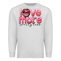 Dove Grey Love more worry less Premium Sweatshirt - FaDigitalArtStudio