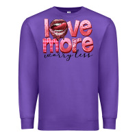 Purple Love more worry less Premium Sweatshirt - FaDigitalArtStudio