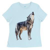 Baby Blue wolf Ladies Tee - LillyAllenDesigns