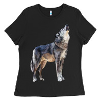 Black wolf Ladies Tee - LillyAllenDesigns