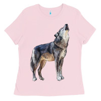 Bubblegum Pink wolf Ladies Tee - LillyAllenDesigns