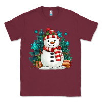 Burgundy christmas snowman Classic Tee - MaliasSmallBusiness