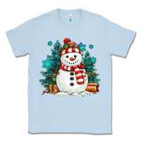Dusty Blue christmas snowman Classic Tee - MaliasSmallBusiness