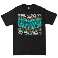 Black western cowhide leopard turquoise fringed Premium Tee - BarkalooDesign