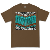 Cacao western cowhide leopard turquoise fringed Premium Tee - BarkalooDesign