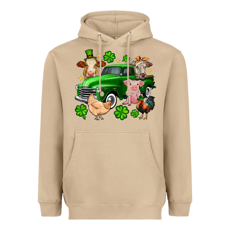 St. Patrick's Farm Animal Truck Heavyweight Hoodie by OliviaCreatesArt | Teevron