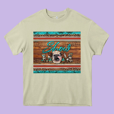 Show Mom Aztec Cowhide Leopard Heifer Heavy Core Tee Designed By Artiststas