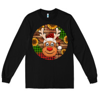 Black cute reindeer head Christmas Long Sleeve Tee - Jasminsmagicworld