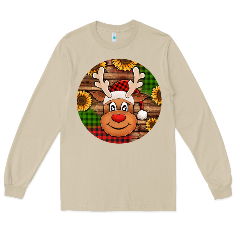 Cute Reindeer Head Christmas Long Sleeve Tee by Jasminsmagicworld | Teevron