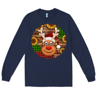 Navy cute reindeer head Christmas Long Sleeve Tee - Jasminsmagicworld