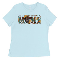 Baby Blue Western mini black highland calf Ladies Tee - RanaPortraitStore