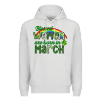 Dove Grey Blessed women are born in March Premium Hoodie - CowGirlArtShop