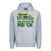 Heather Grey Blessed women are born in March Premium Hoodie - CowGirlArtShop