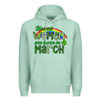 Seafoam Blessed women are born in March Premium Hoodie - CowGirlArtShop