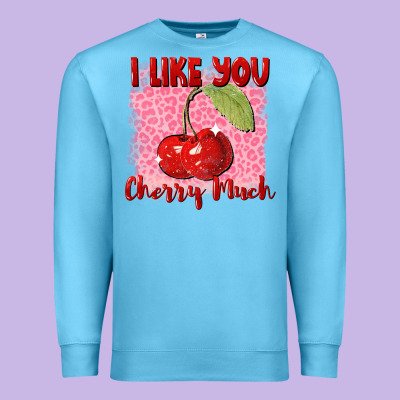 I Like You Cherry Much Valentine's Day Premium Sweatshirt Designed By Fadigitalartstudio