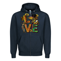 Navy love juneteenth africa Zipper Hoodie - CowGirlArtShop