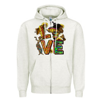 Oatmeal Heather love juneteenth africa Zipper Hoodie - CowGirlArtShop