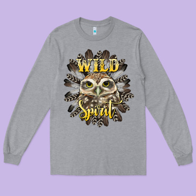 Wild Spirit Owl Long Sleeve Tee Designed By Barkaloodesign