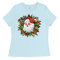 Baby Blue santa claus sunflower Ladies Tee - Jasminsmagicworld