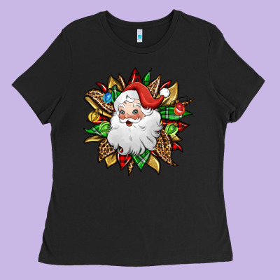 Santa Claus Sunflower Ladies Tee Designed By Jasminsmagicworld